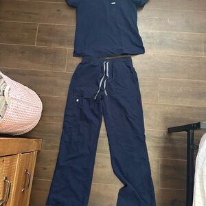 Navy Blue Figs Scrub Set